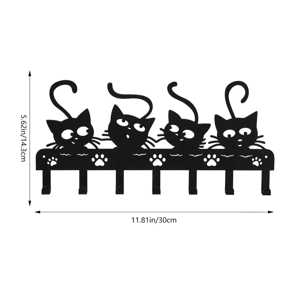 Black Cat Iron Wall Key Holder