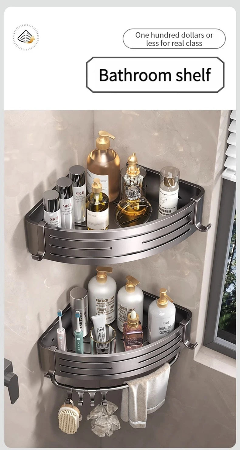 No-Drill Aluminum Bathroom Shower Shelf