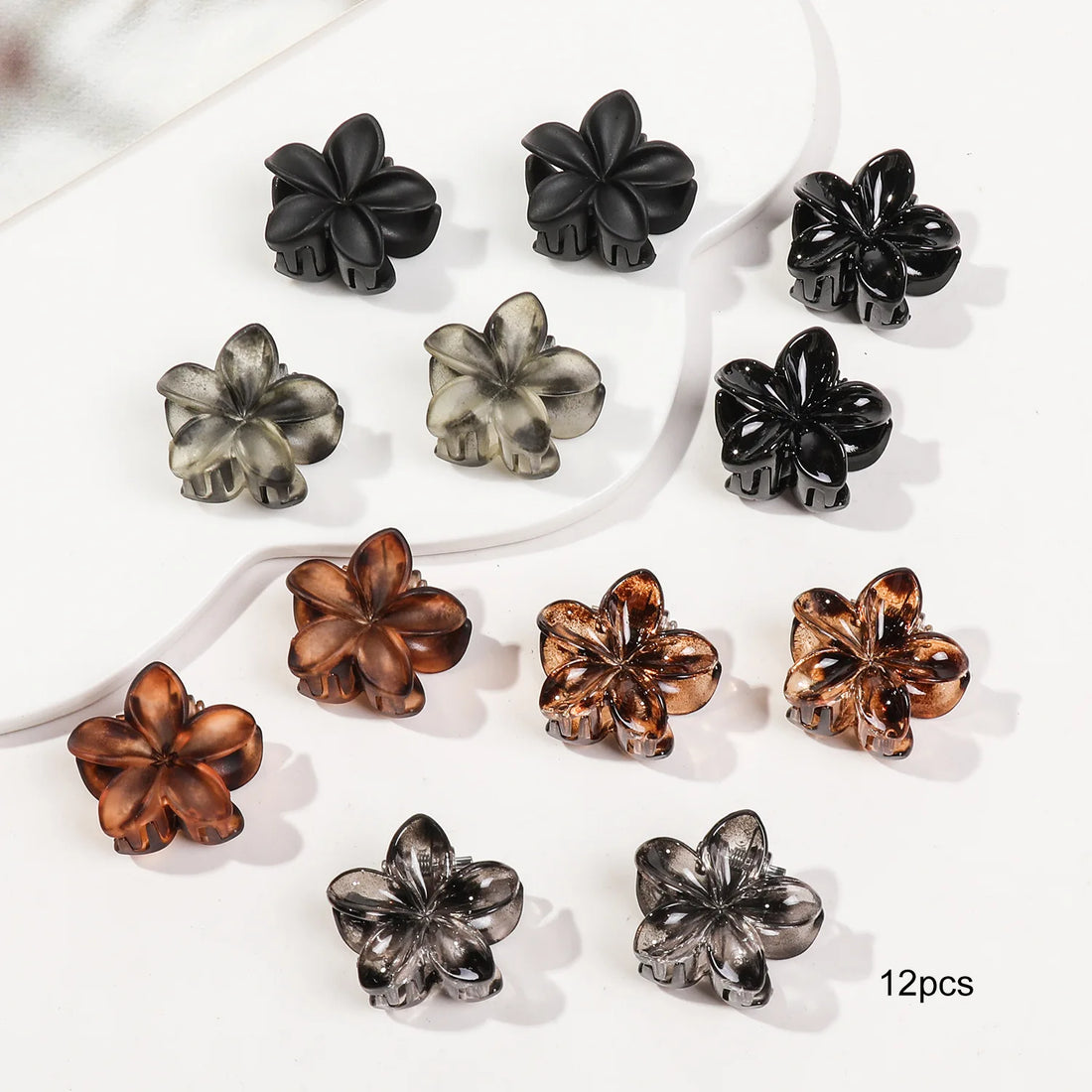 12-Piece Mini Flower Hair Clips