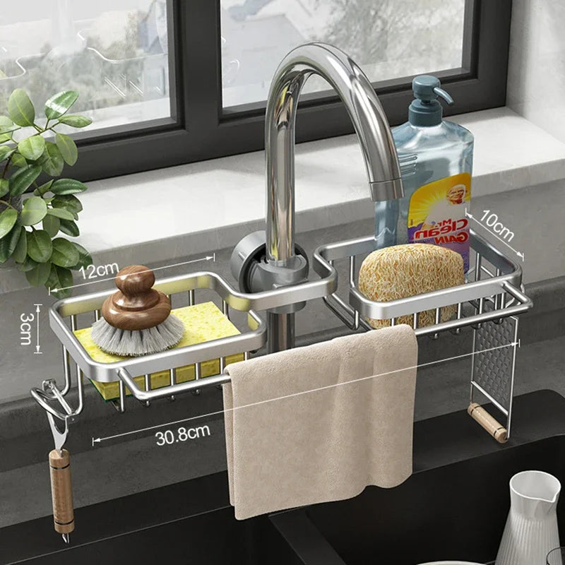 Aluminum Sink Caddy with Faucet Holder