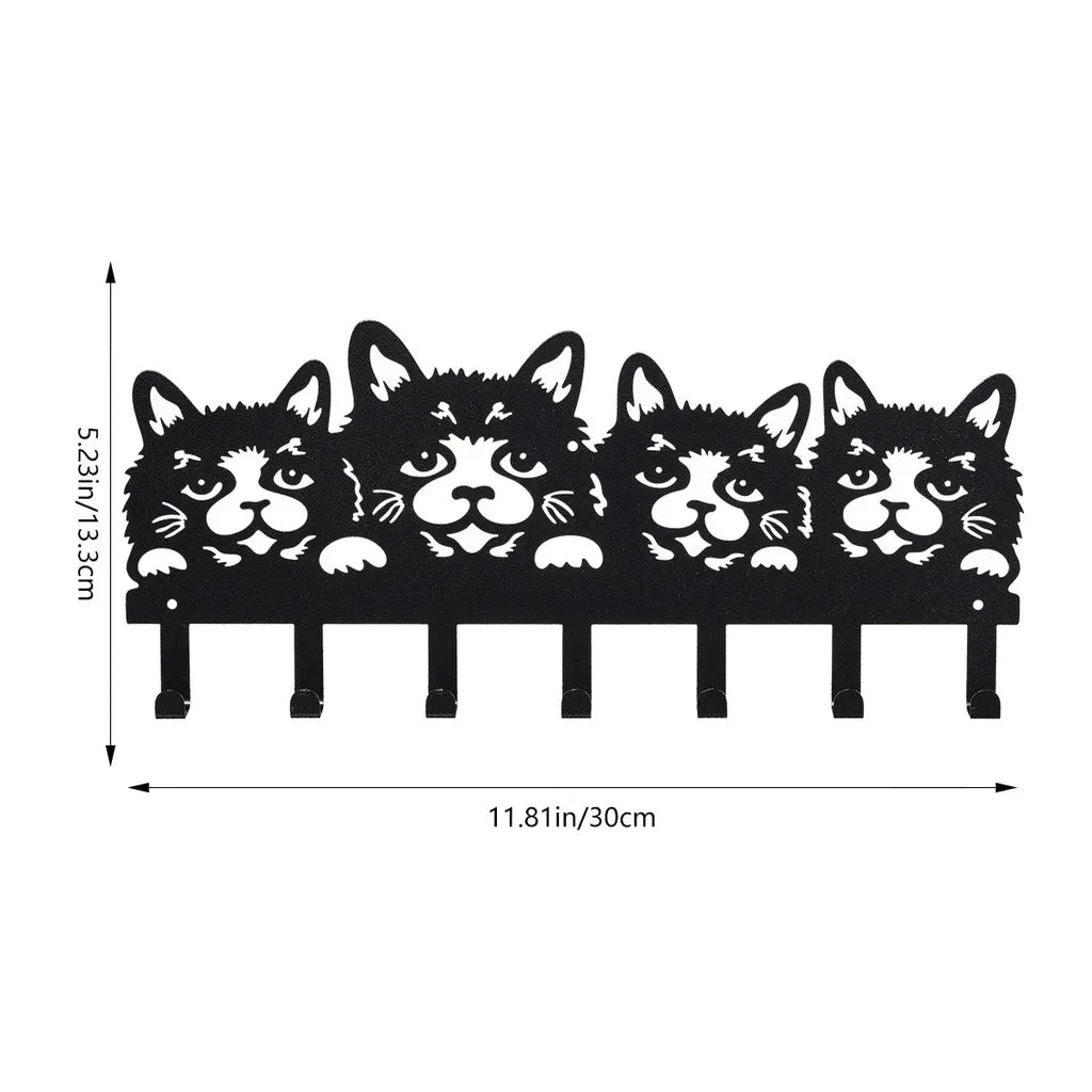 Black Cat Iron Wall Key Holder