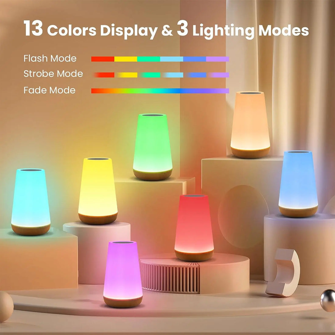 13-Color RGB Rechargeable Night Light with Remote