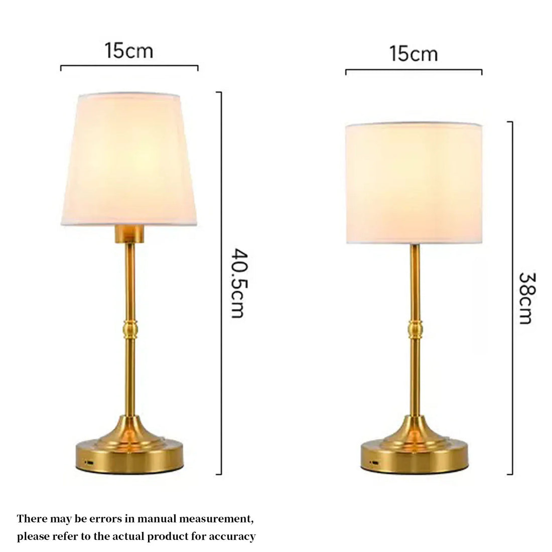 Rechargeable Touch Table Lamp with Dimmable Fabric Shade