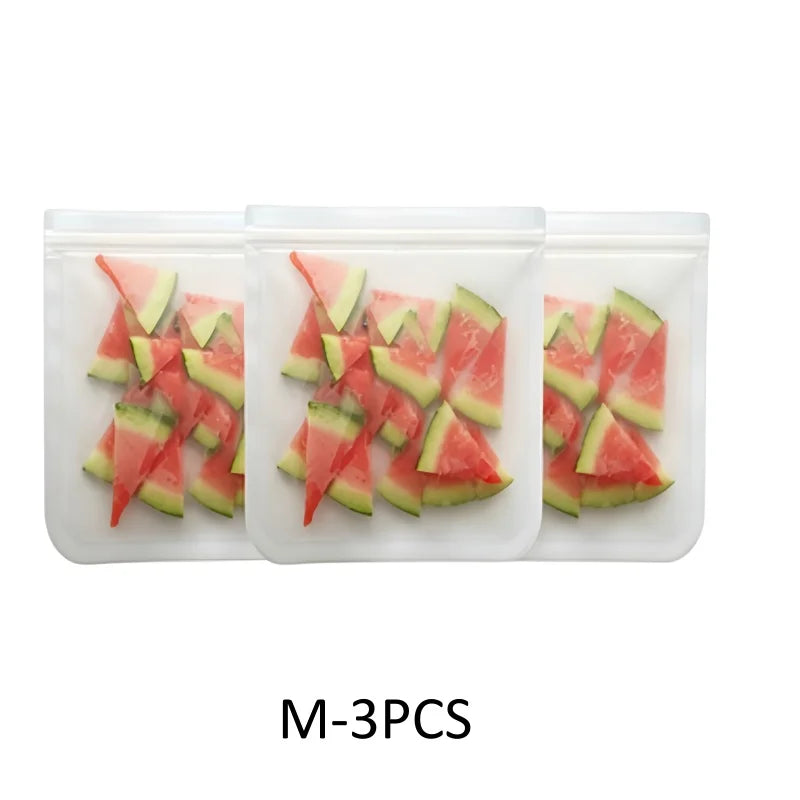 Reusable Silicone Food Storage Bags, Stand-Up Design