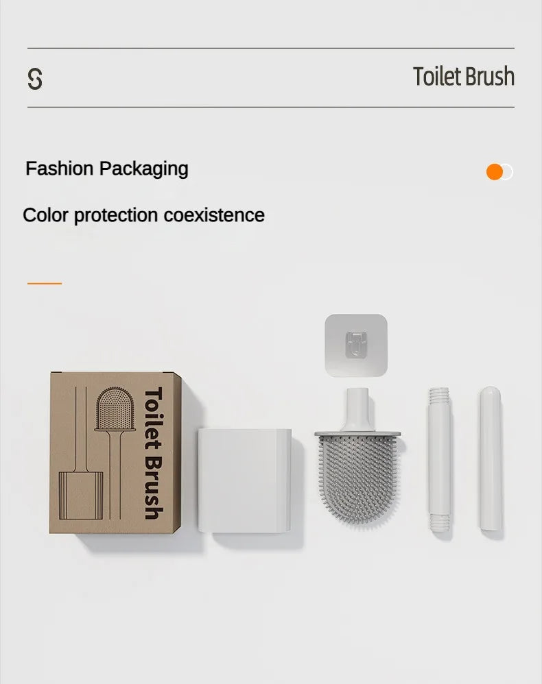 Flexible Silicone Toilet Brush with Holder