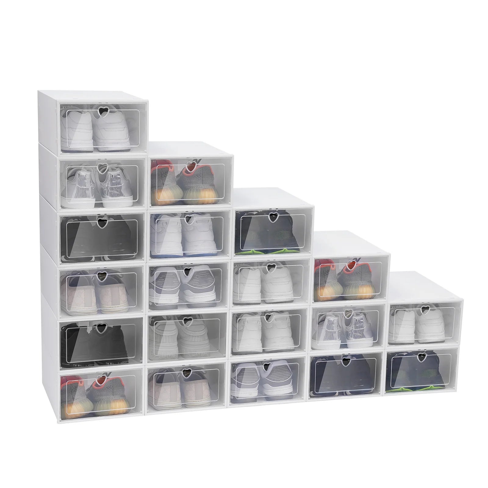20PCS Plastic Shoe Box Storage Organizer Stackable Foldable Clear Shoe Container