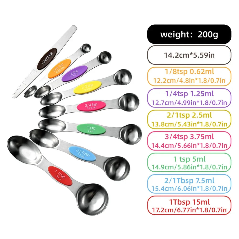 8-Piece Magnetic Stainless Steel Measuring Spoons