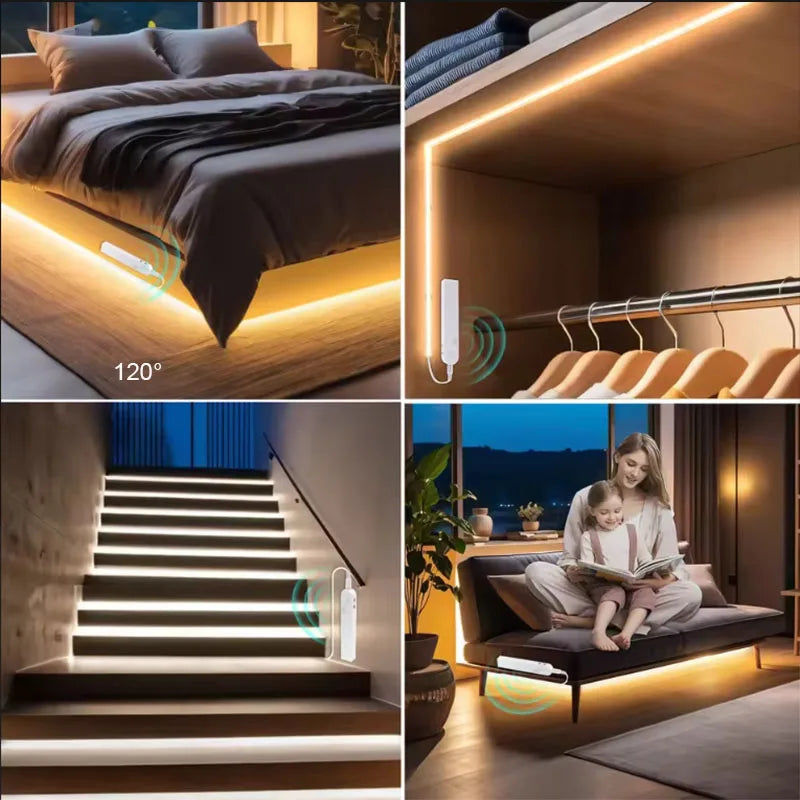 Battery-Powered Motion Sensor COB LED Strip Light
