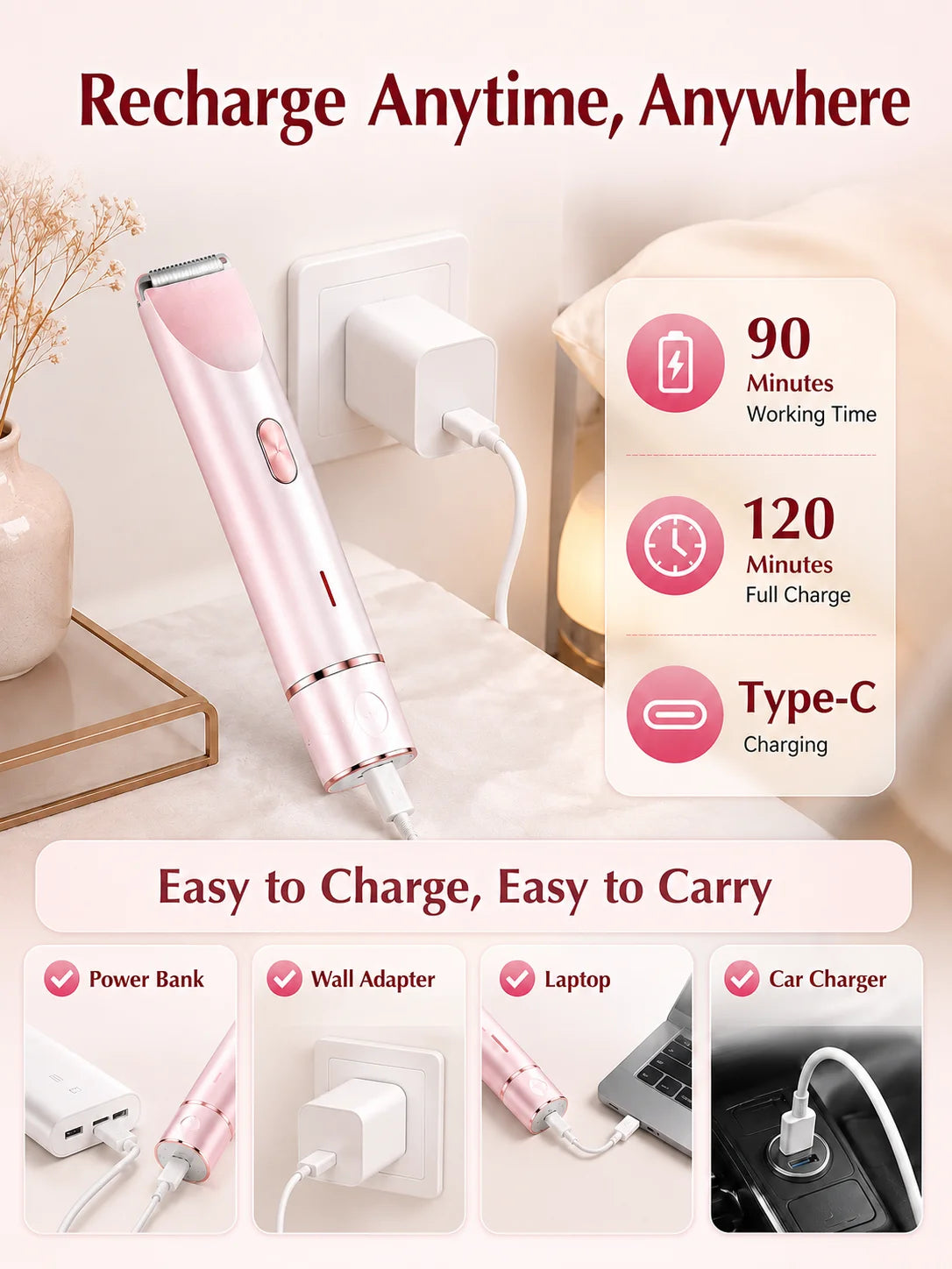 Rechargeable 2-in-1 Bikini and Underarm Trimmer