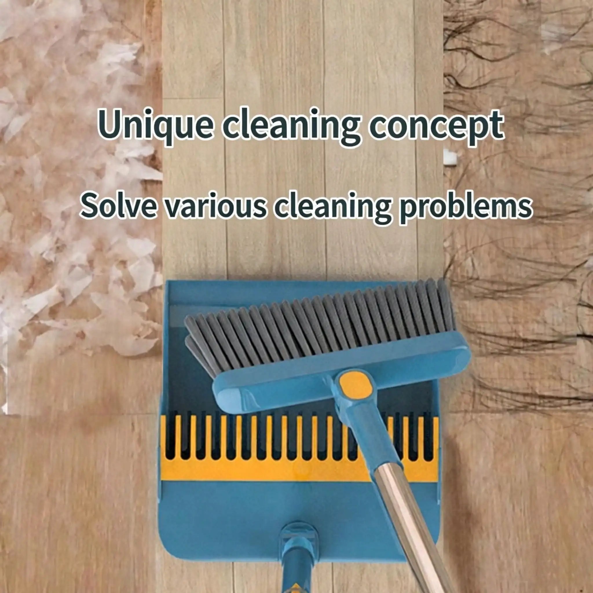 1 Set Collapsible Broom And Dustpan Set Ergonomic Cleaning Tools For Home Office And Dorm Use Sturdy Lightweight Design For Efficient Floor Cleaning Tile And More Mocha Blue Set