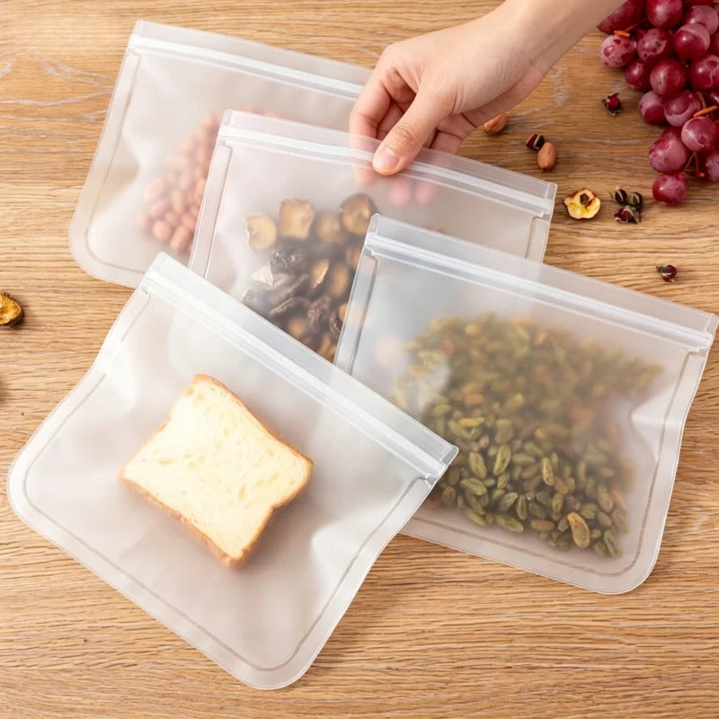 Reusable Silicone Food Storage Bags, Stand-Up Design