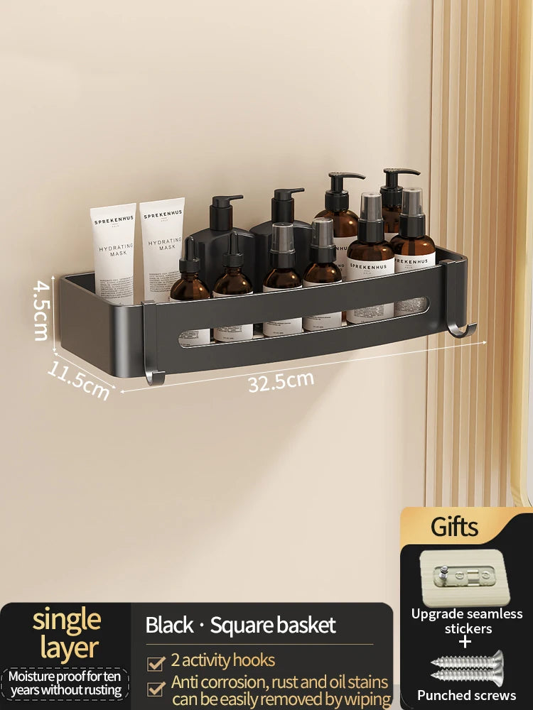 No-Drill Aluminum Bathroom Shower Shelf