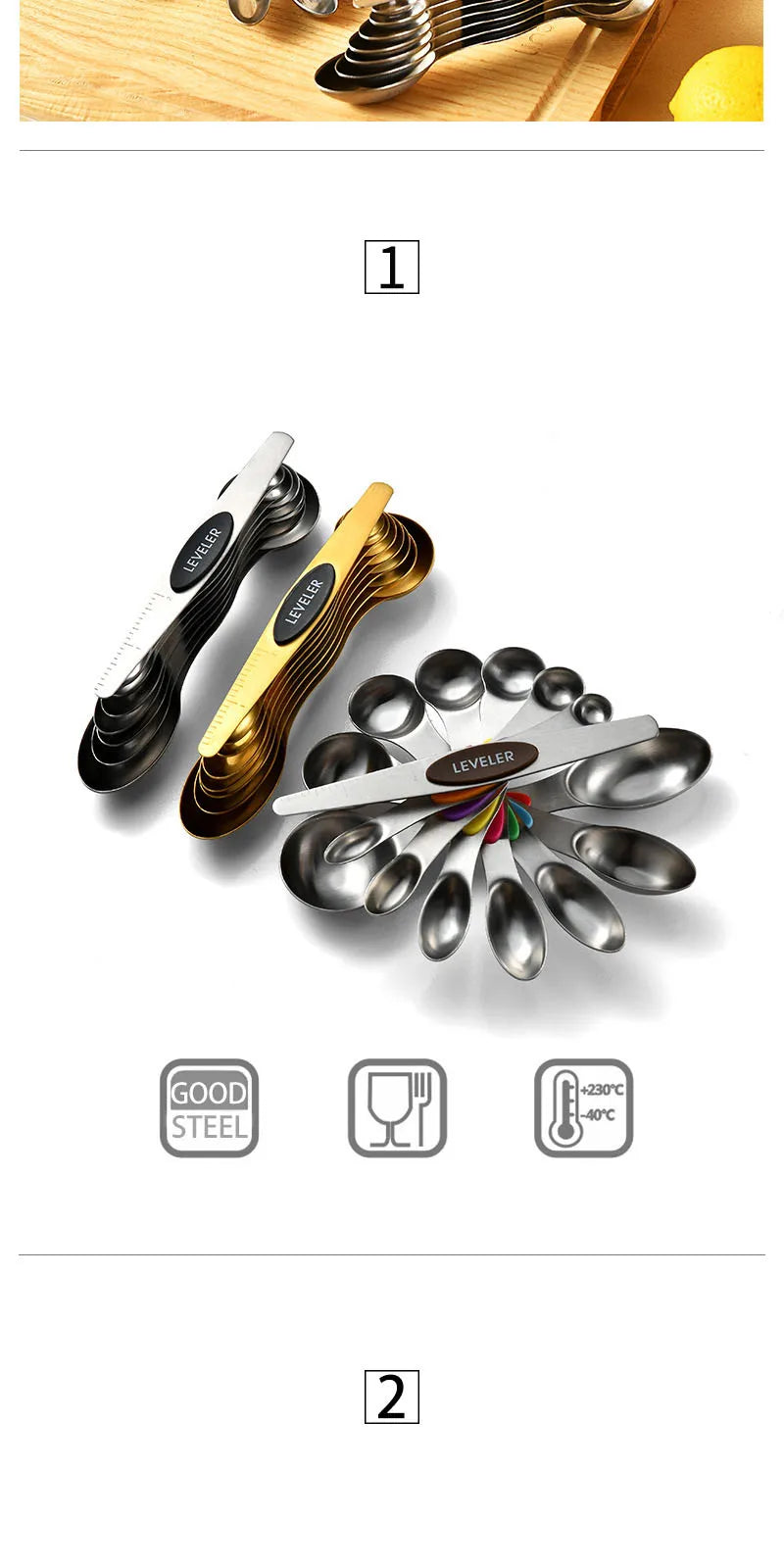 8-Piece Magnetic Stainless Steel Measuring Spoons