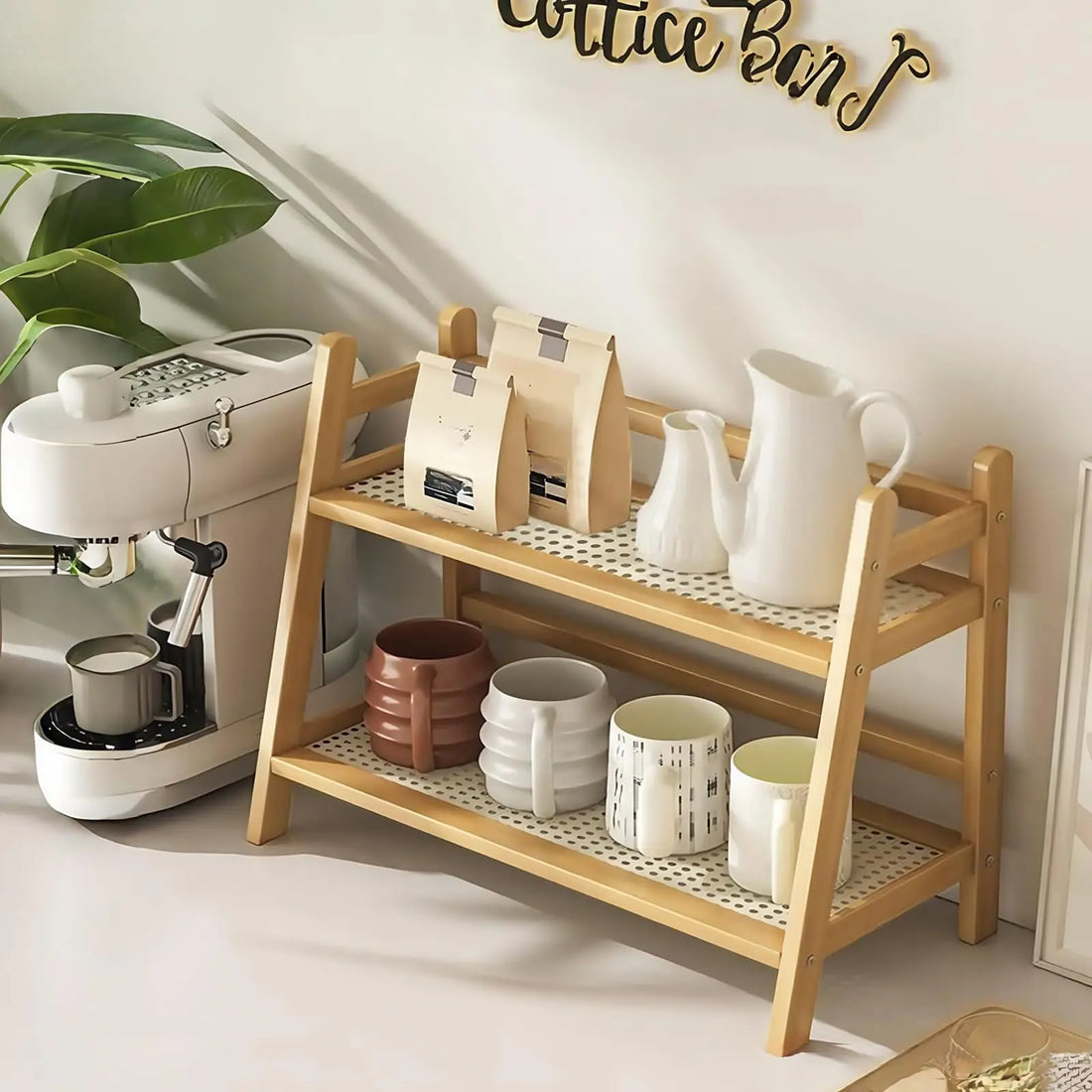 2-Tier Wicker-Look Coffee Station Organizer