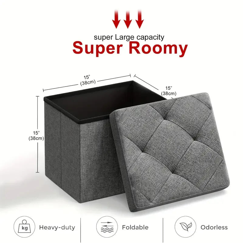 Folding Storage Ottoman Bench with Seat