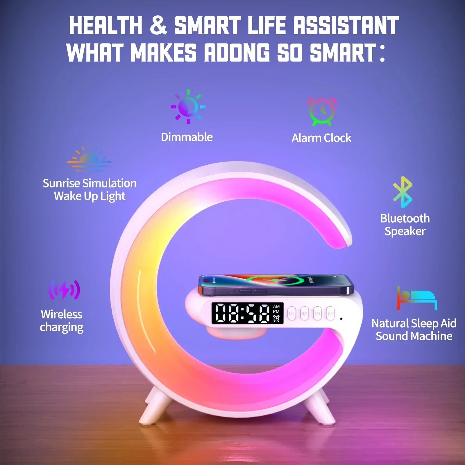 Wireless Charging Station with Alarm Clock