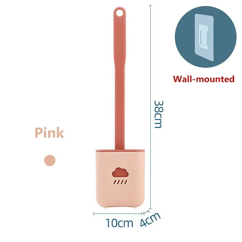 Flat-Head Silicone Toilet Brush with Holder