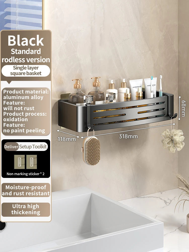 No-Drill Aluminum Bathroom Shower Shelf