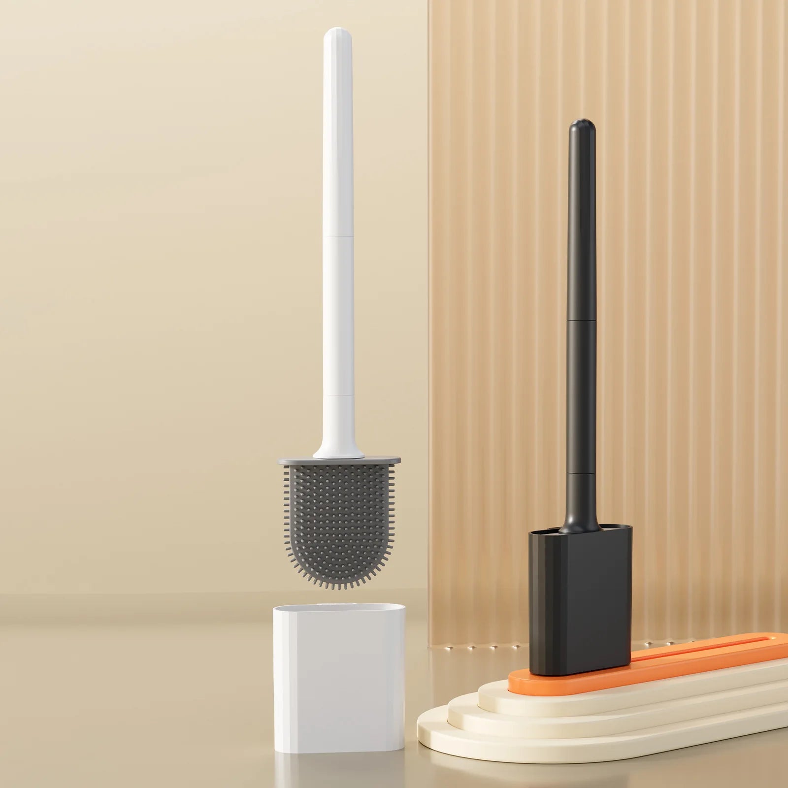 Flexible Silicone Toilet Brush with Holder