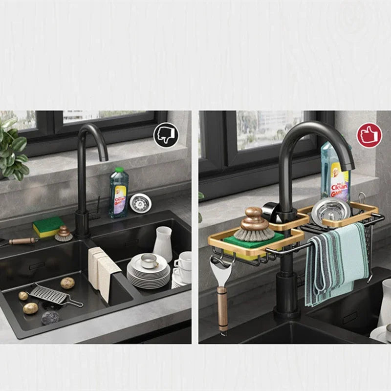 Aluminum Sink Caddy with Faucet Holder