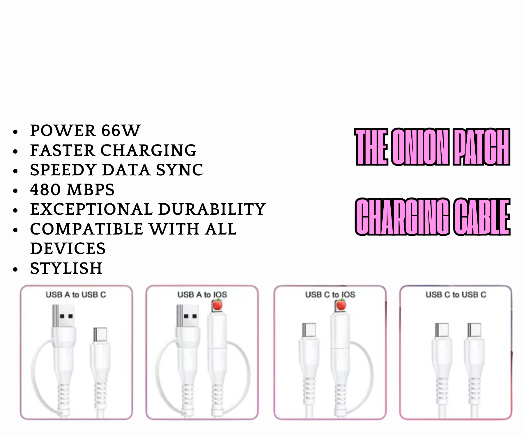 Clear Multicolor Beaded 4-IN-1 Charging Cable