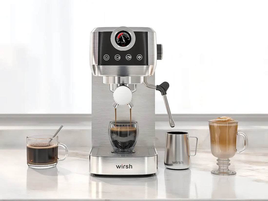 Wirsh 20 Bar Espresso Machine | Home Barista Plus with Pressure Gauge & Steam Wand